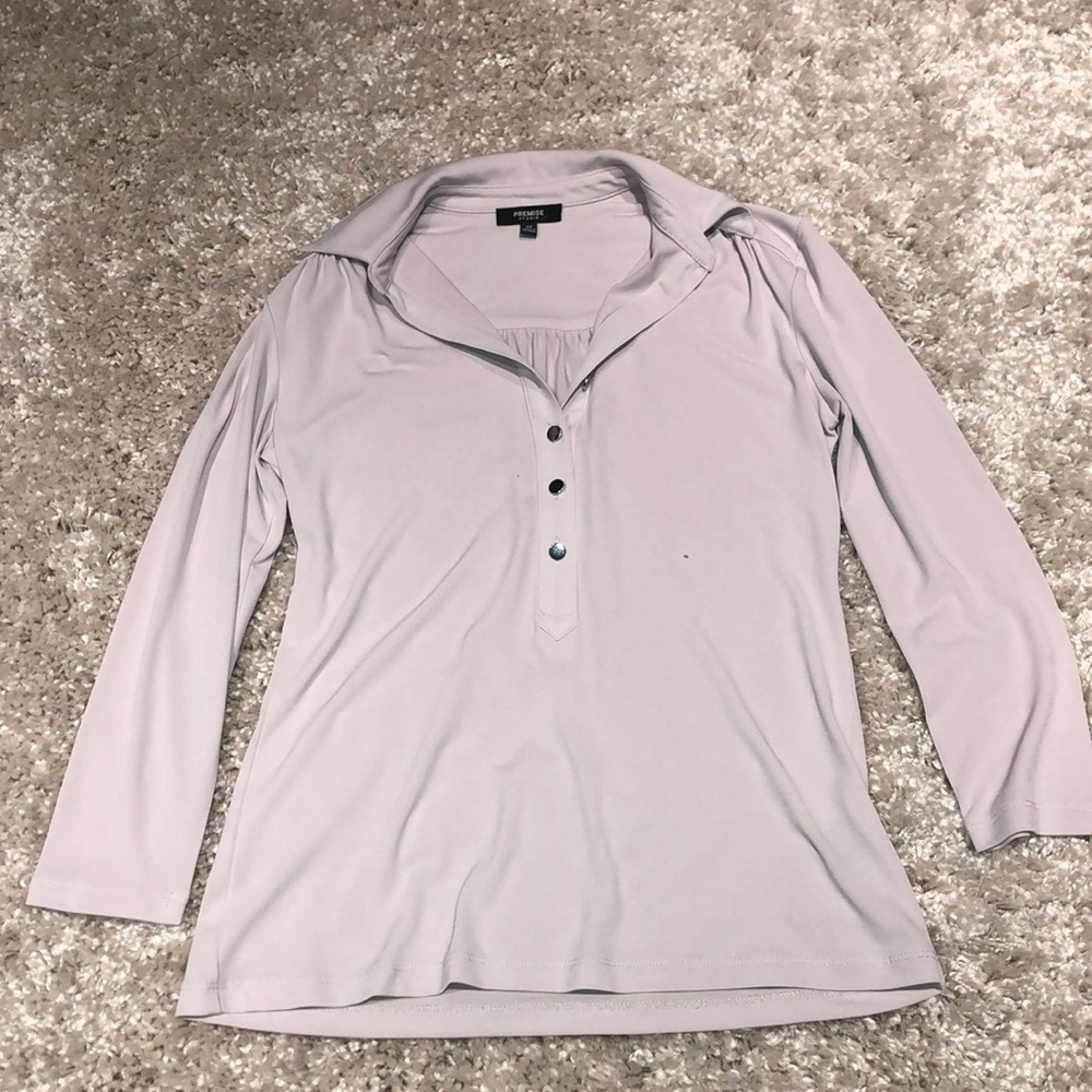 PREMISE STUDIO beige long sleeve blouse